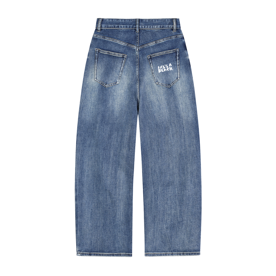 LAB  SUN FADE DENIM SKULL JEANS